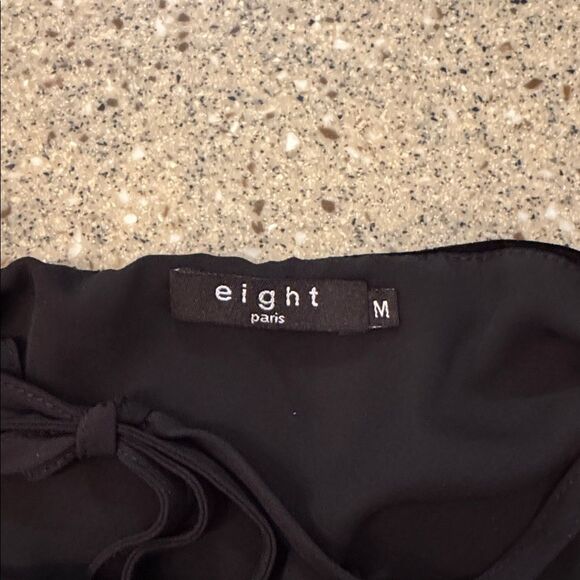 EIGHT PARIS Black Velvet V-Neck Mini Dress - Picture 7 of 8